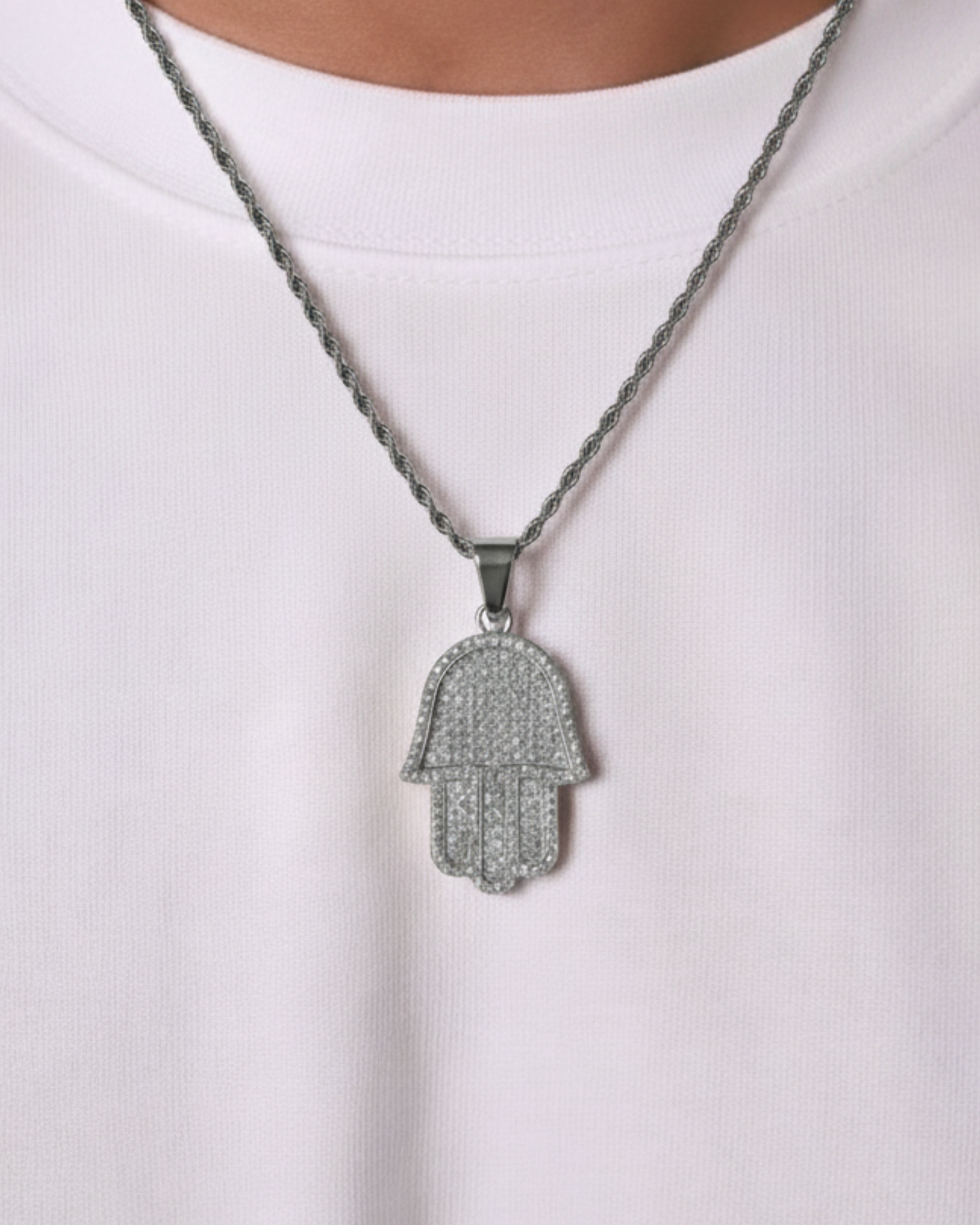 HAMSA HAND CHAIN - SILVER