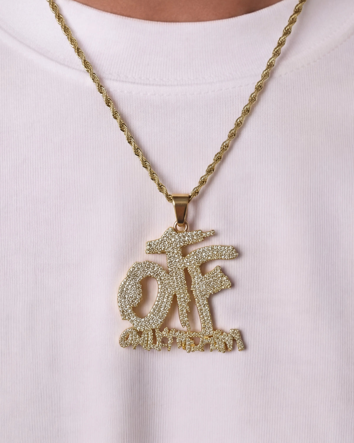 OTF chain gold on model close up image