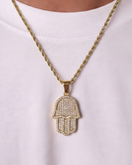 HAMSA HAND KETTING - GOUD