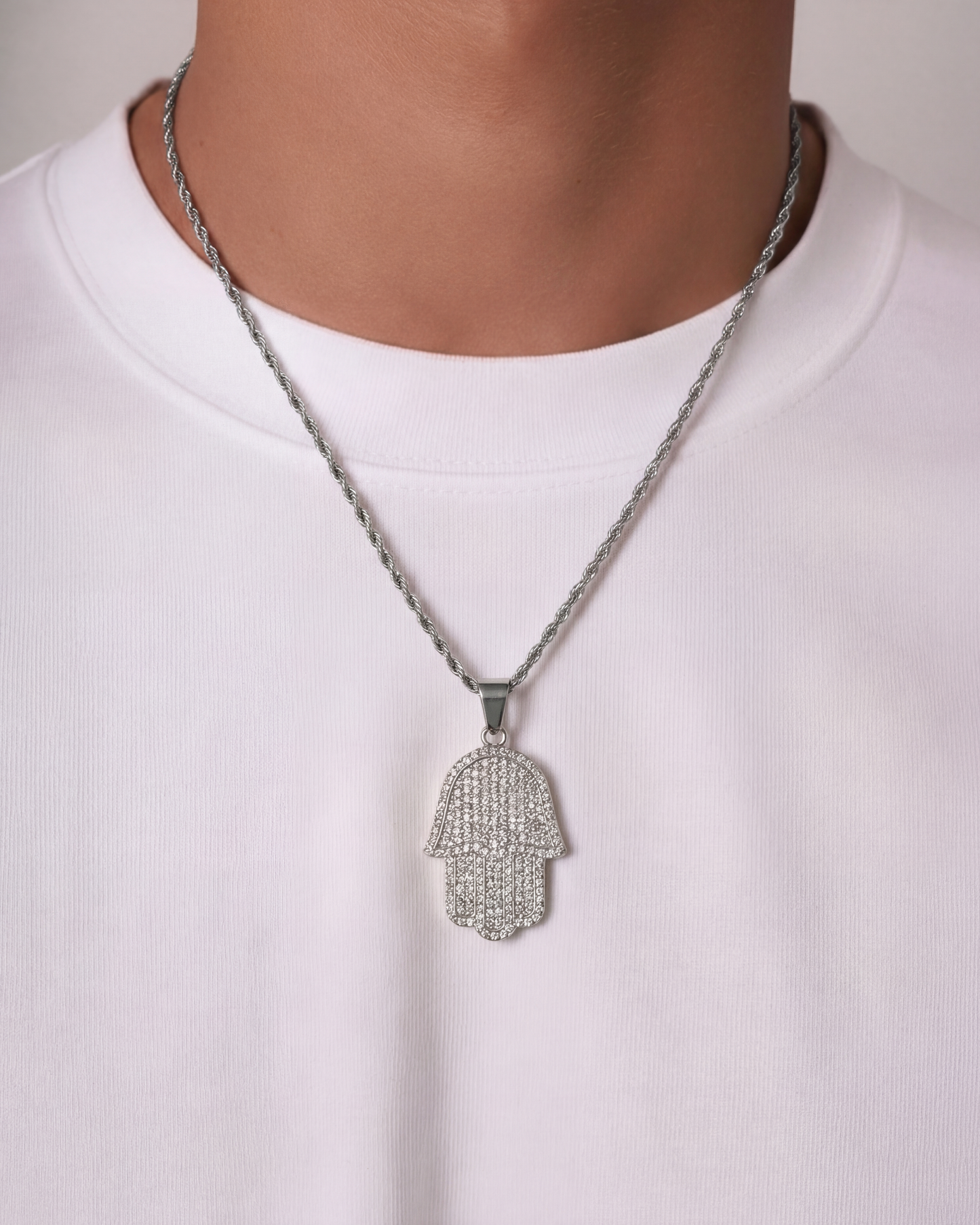 HAMSA HAND KETTING - ZILVER