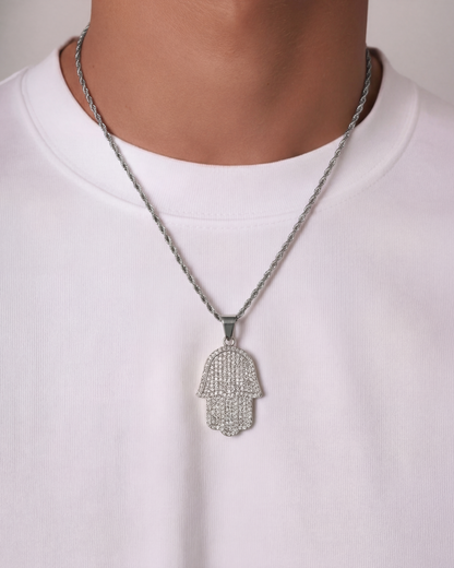 HAMSA HAND KETTING - ZILVER