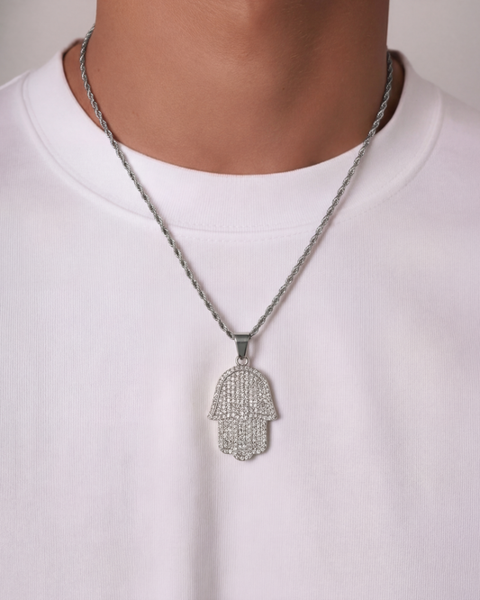 HAMSA HAND KETTING - ZILVER