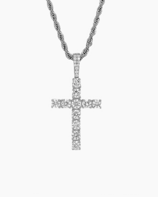 ICED CROSS KETTING - ZILVER