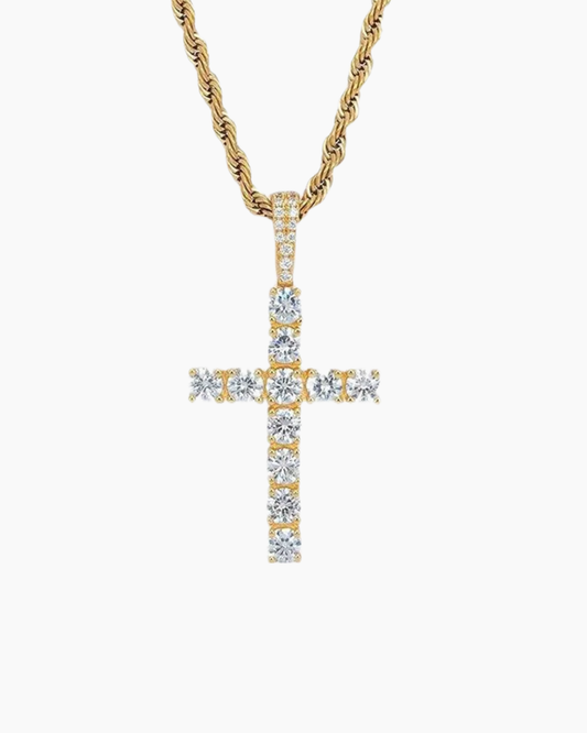 ICED CROSS KETTING - GOUD