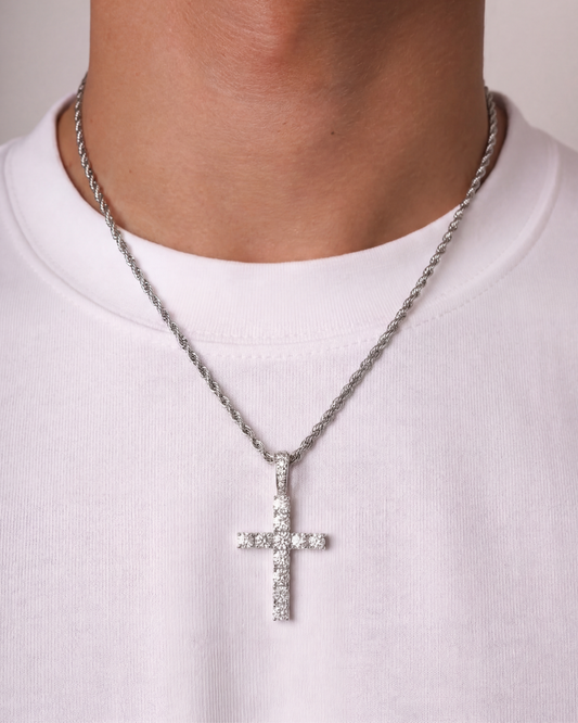 ICED CROSS KETTING - ZILVER