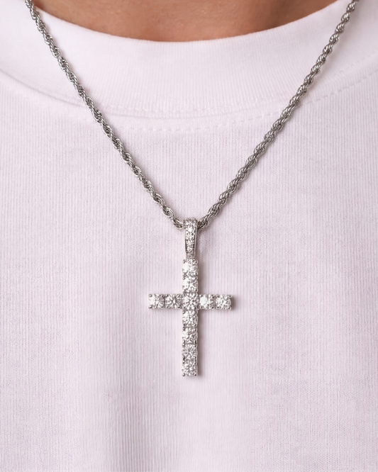 ICED CROSS KETTING - ZILVER
