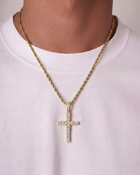 ICED CROSS KETTING - GOUD