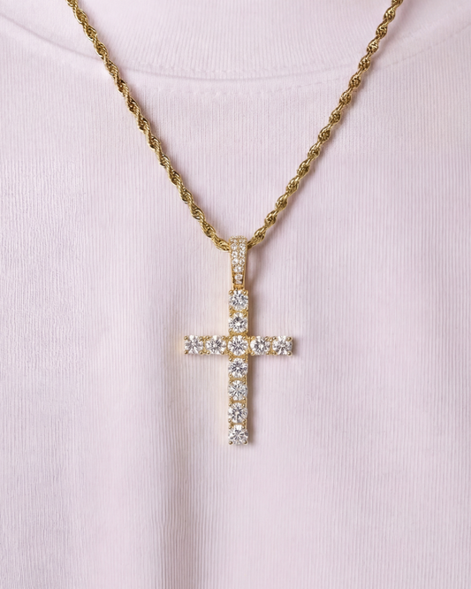 ICED CROSS KETTING - GOUD