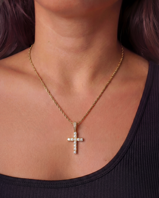 ICED CROSS KETTING - GOUD