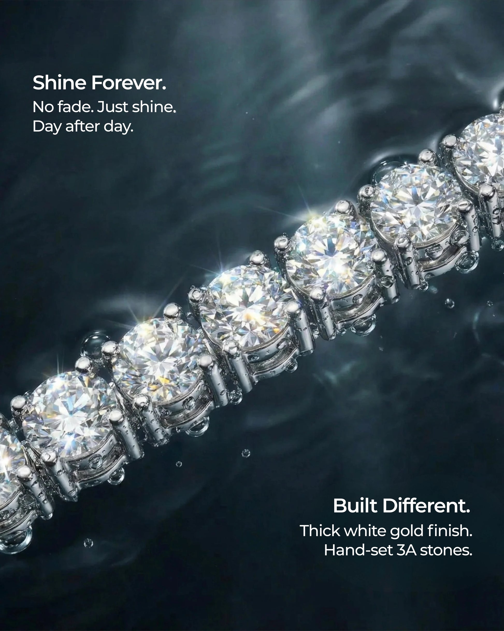 Tennis bracelet silver 3mm highlights