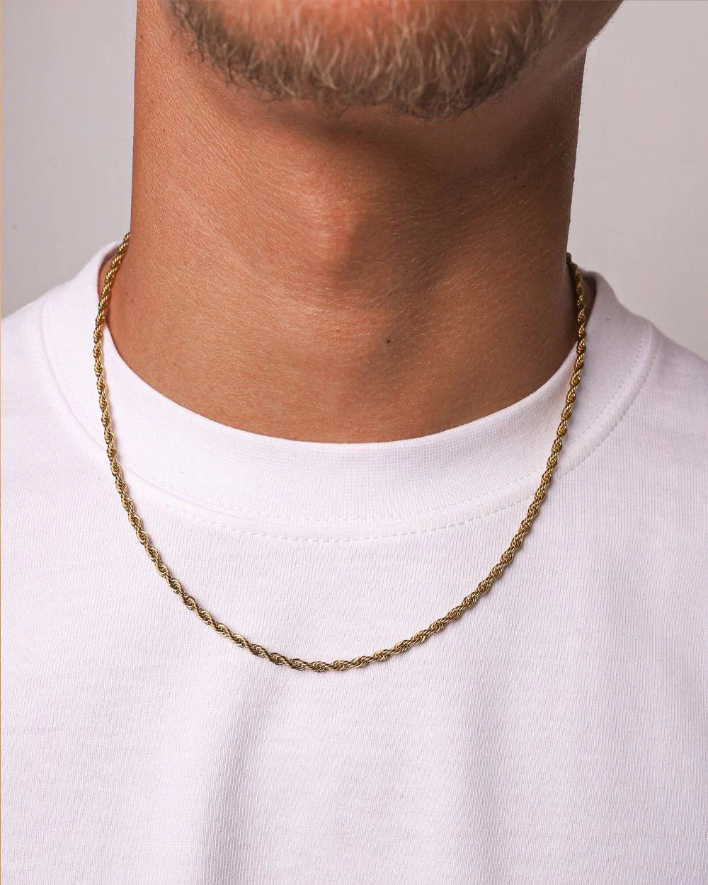 Gold clean rope chain necklace lifestyle photo
