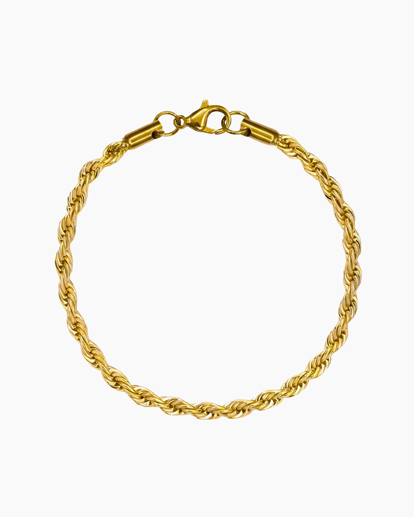 clean rope bracelet 3mm gold studio image