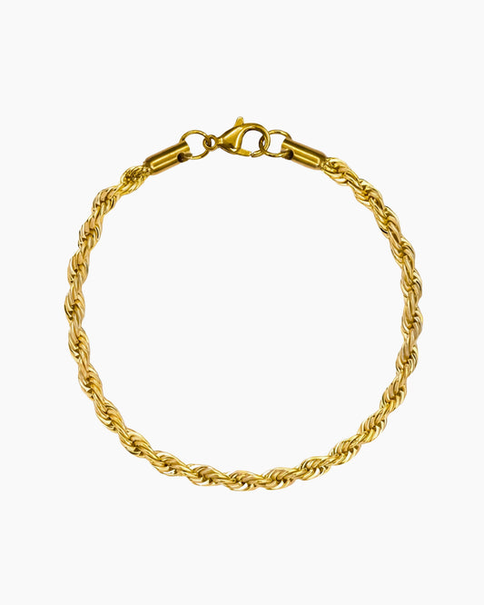 clean rope bracelet 3mm gold studio image