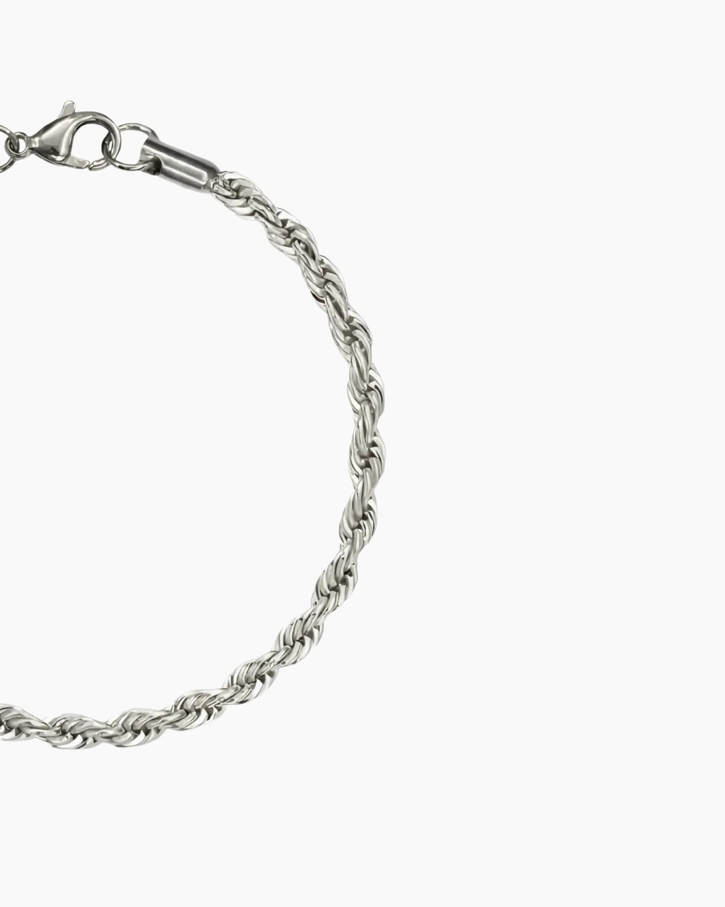 clean rope bracelet 3mm silver close up