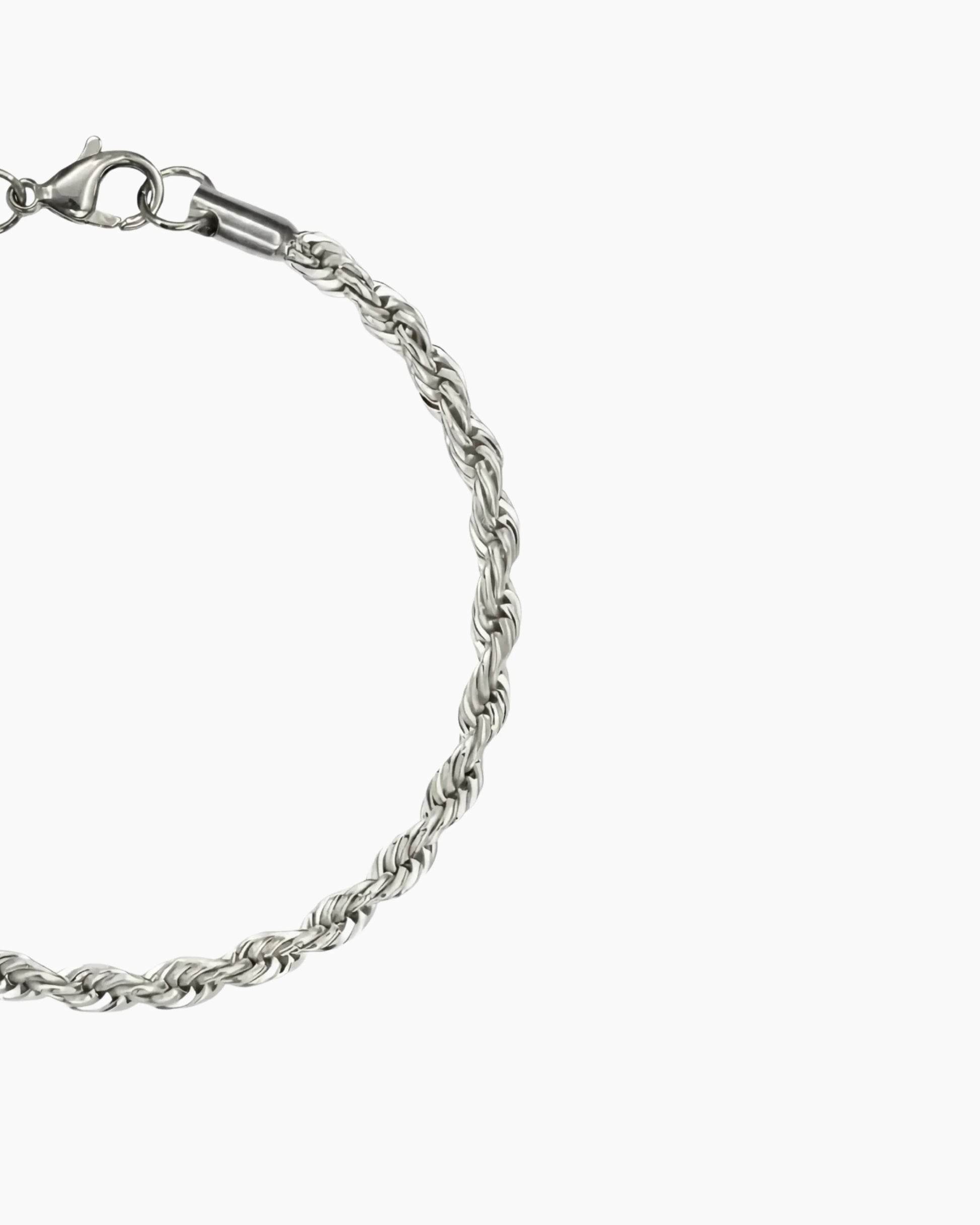 clean rope bracelet 3mm silver close up