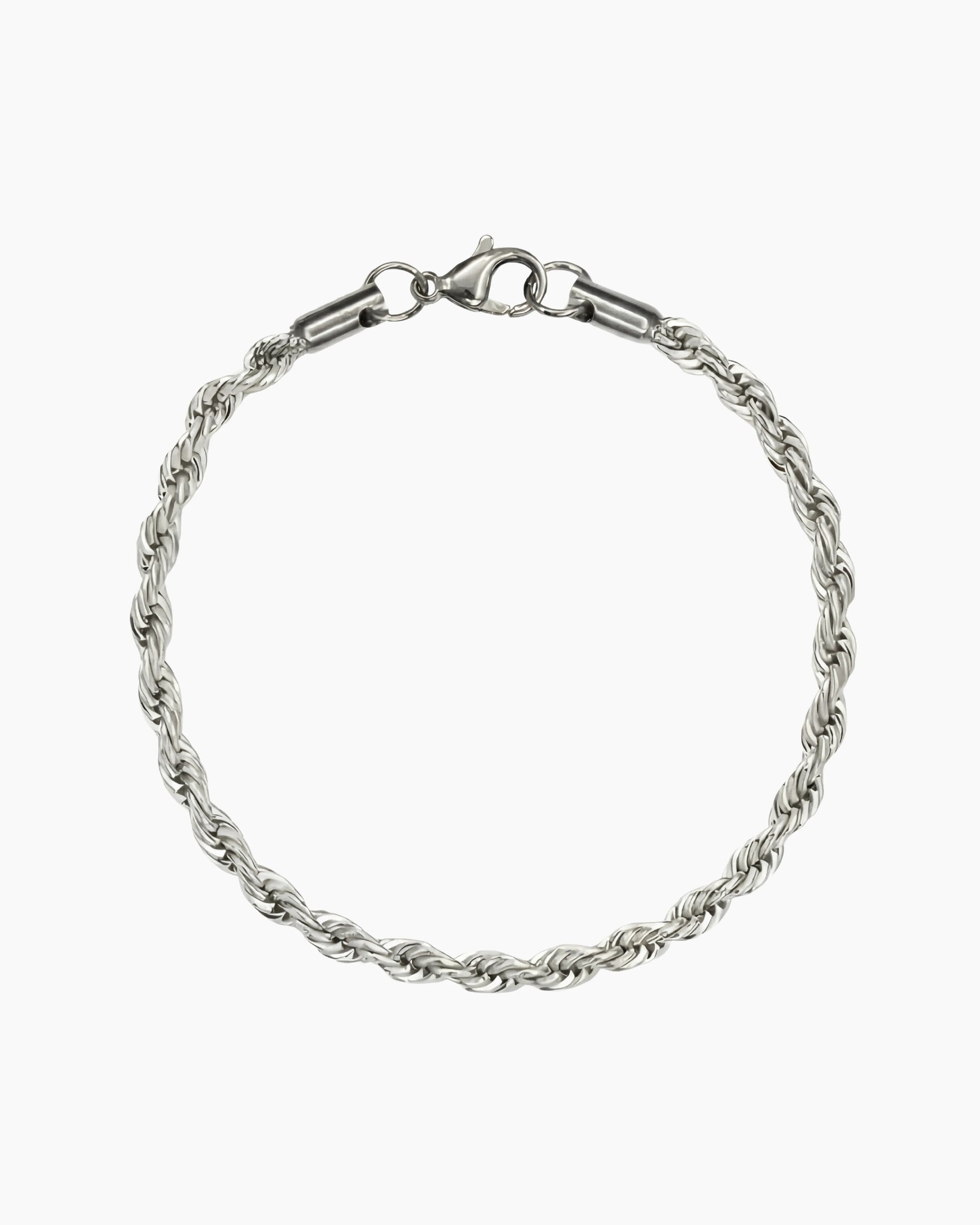 clean rope bracelet 3mm silver studio