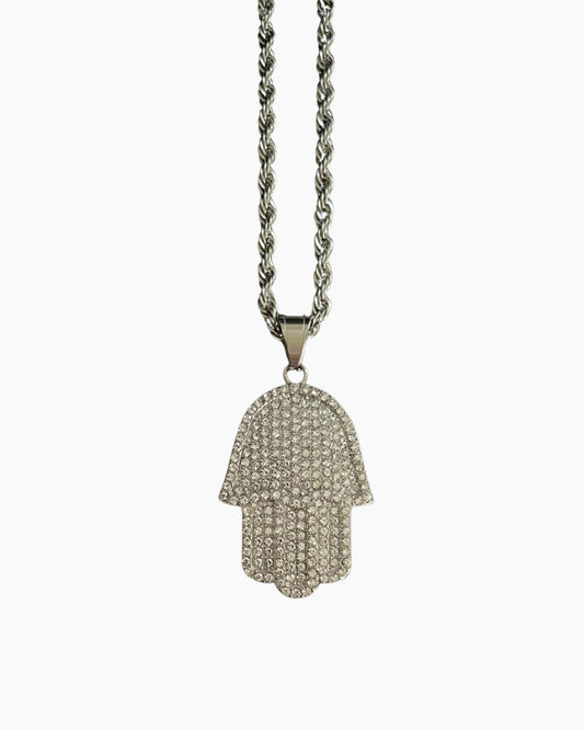 Silver Hamsa chain necklace product photo